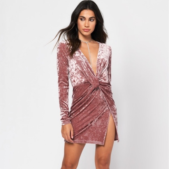 Tobi - VELVET SNOW BODYCON DRESS IN BLUSH, M - Picture 2 of 11